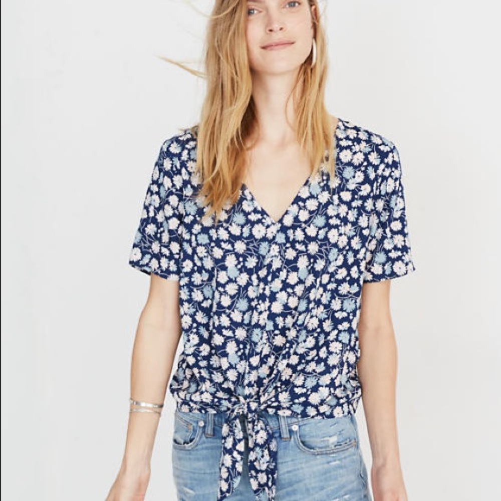 NEW Madewell Novel Tie Waist Top French Floral S